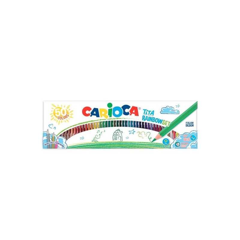 (42990) CARIOCA LÁPICES DE COLORES TITA RAINBOW C/SURTIDOS ESTUCHE 50 UD