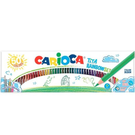 (42990) CARIOCA LÁPICES DE COLORES TITA RAINBOW C/SURTIDOS ESTUCHE 50 UD
