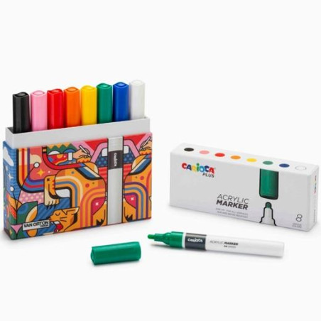 (45209) CARIOCA PLUS ROTULADOR ACRÍLICO COLORES SURTIDOS CAJA PREMIUM 8 UD