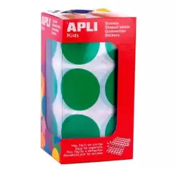 (17862) APLI GOMETS REDONDOS 33MM ROLLO VERDE -ROLLO 708 UNIDADES-