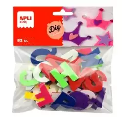 (18243) APLI FORMAS FIELTRO LETRAS ADHESIVOS 30MM COLORES SURTIDOS -52U-