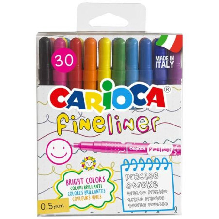 (44105) CARIOCA ROTULADOR FINELINER COLORES BRILLANTES ESTUCHE 30 UD