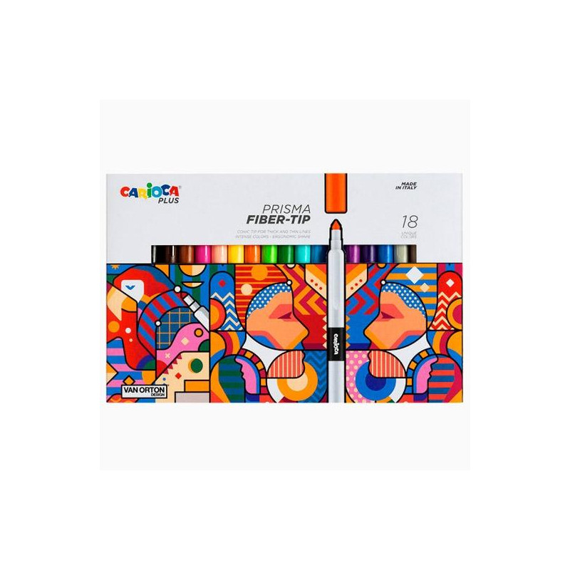 (45206) CARIOCA PLUS ROTULADORES PRISMA COLORES SURTIDOS CAJA 18 UD