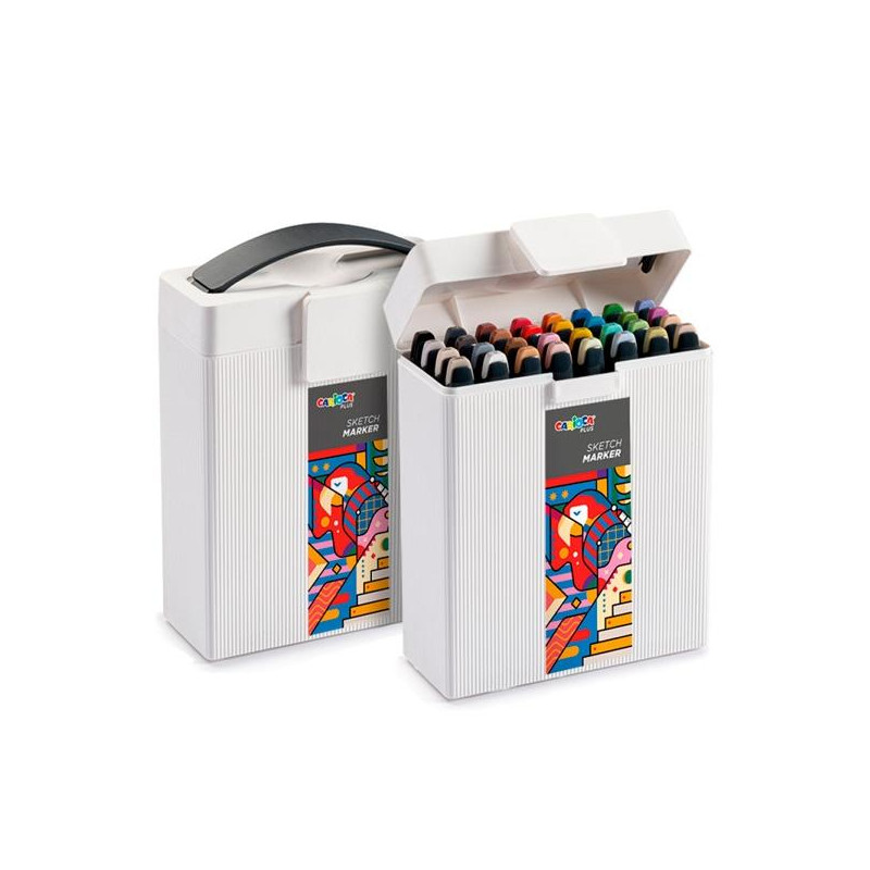 (45242) CARIOCA PLUS SKETCH MARKER DOBLE PUNTA CINCEL/PINCEL COLORES SURTIDOS CAJA PREMIUM 32 UD