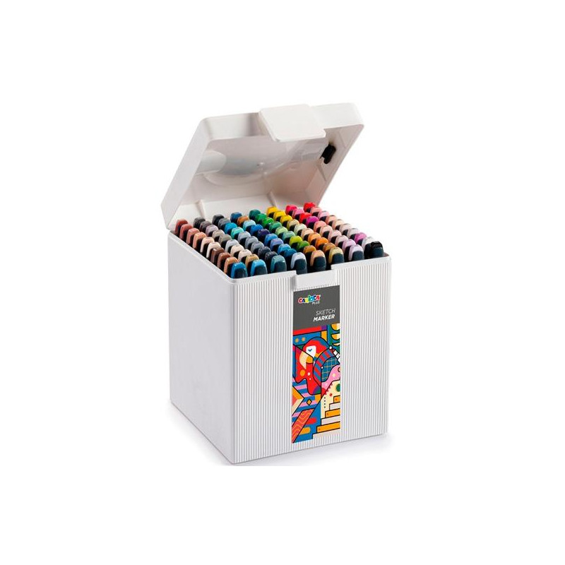 (45243) CARIOCA PLUS SKETCH MARKER DOBLE PUNTA CINCEL/PINCEL COLORES SURTIDOS CAJA PREMIUM 80 UD