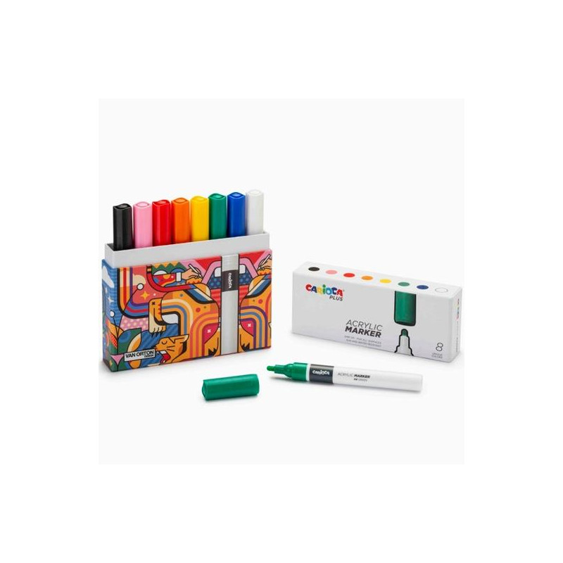 (45209) CARIOCA PLUS ROTULADOR ACRÍLICO COLORES SURTIDOS CAJA PREMIUM 8 UD