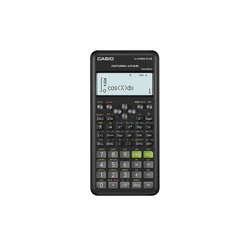 (FX-570ES PLUS-2) CASIO CALCULADORA CIENTIFICA FX-570ES PLUS 2ND EDITION 10+2 DÍGITOS 417 FUNCIONES 9 MEMORIAS NEGRO