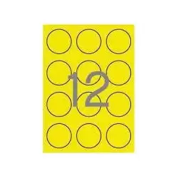 (02866) APLI ETIQUETAS ADHESIVAS CIRCULARES Ø60MM LÁSER 12 X 20H AMARILLO FLUORESCENTE
