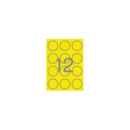 (02866) APLI ETIQUETAS ADHESIVAS CIRCULARES Ø60MM LÁSER 12 X 20H AMARILLO FLUORESCENTE