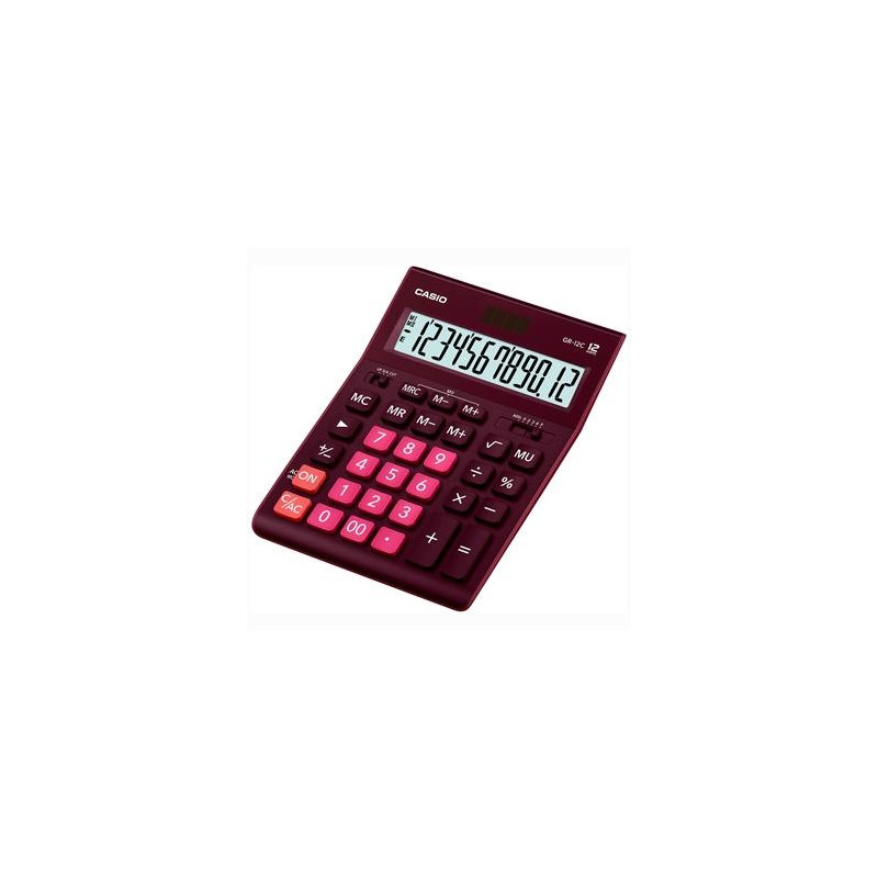(GR-12C-WR) CASIO CALCULADORA DE OFICINA SOBREMESA 12 DÍGITOS GRANATE