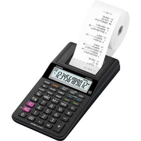 (HR-8RCE) CASIO CALCULADORA DE OFICINA CON IMPRESORA HR-8RCE 12 DÍGITOS NEGRO