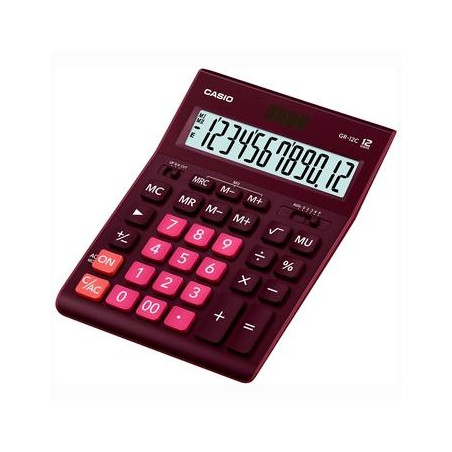 (GR-12C-WR) CASIO CALCULADORA DE OFICINA SOBREMESA 12 DÍGITOS GRANATE