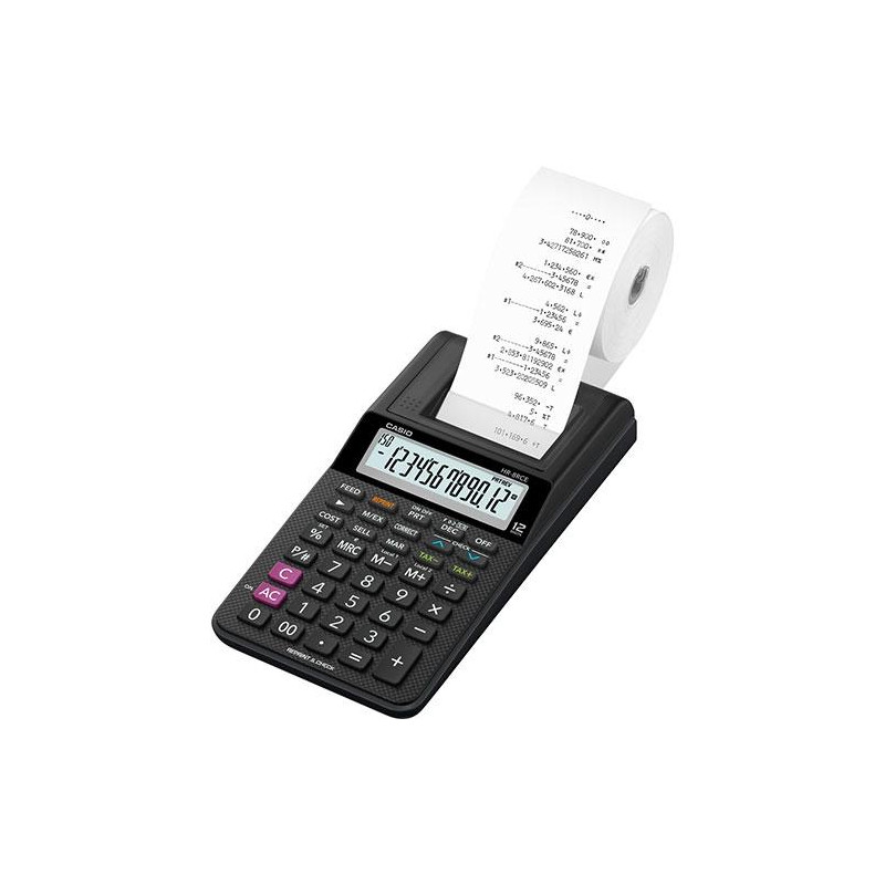 (HR-8RCE) CASIO CALCULADORA DE OFICINA CON IMPRESORA HR-8RCE 12 DÍGITOS NEGRO