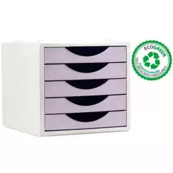 (4005 ML PS) ARCHIVO 2000 MÓDULO ORGANIZADOR ECOGREEN SOBREMESA 5 CAJONES 340X270X260 RECICLADO MALVA PASTEL
