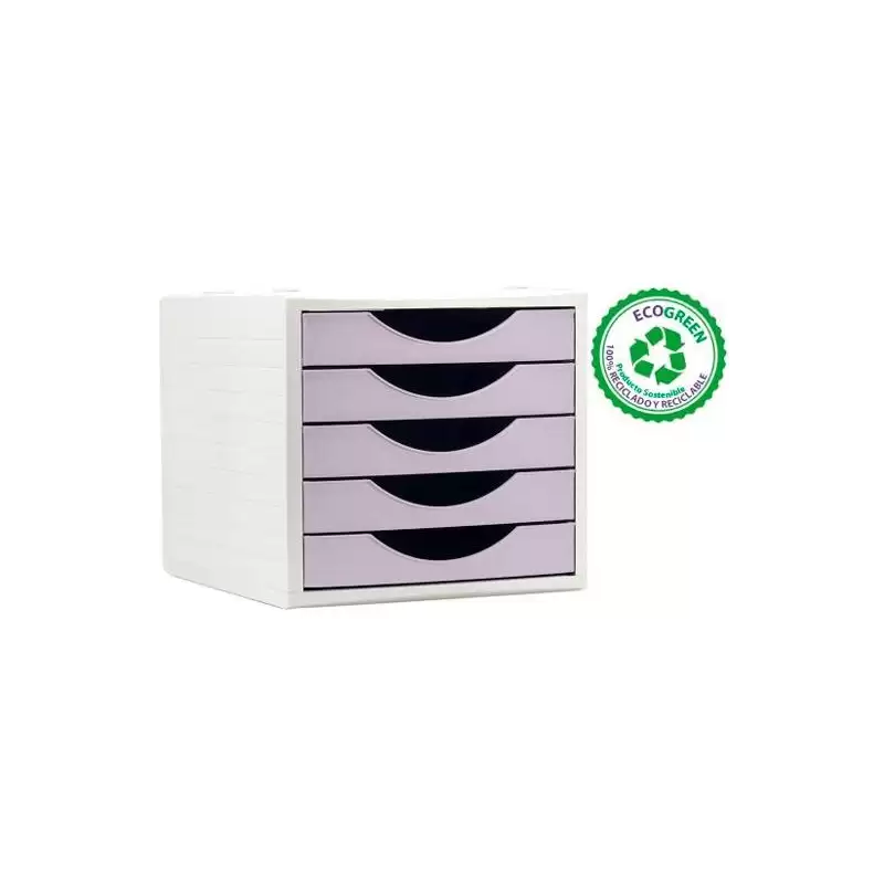 (4005 ML PS) ARCHIVO 2000 MÓDULO ORGANIZADOR ECOGREEN SOBREMESA 5 CAJONES 340X270X260 RECICLADO MALVA PASTEL
