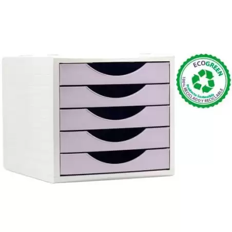 (4005 ML PS) ARCHIVO 2000 MÓDULO ORGANIZADOR ECOGREEN SOBREMESA 5 CAJONES 340X270X260 RECICLADO MALVA PASTEL