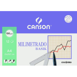 (C200406323) CANSON MINIPACK DIBUJO BASIK 12 HOJAS MILIMETRADO 100 GR. 21X29,7CM UNITARIO