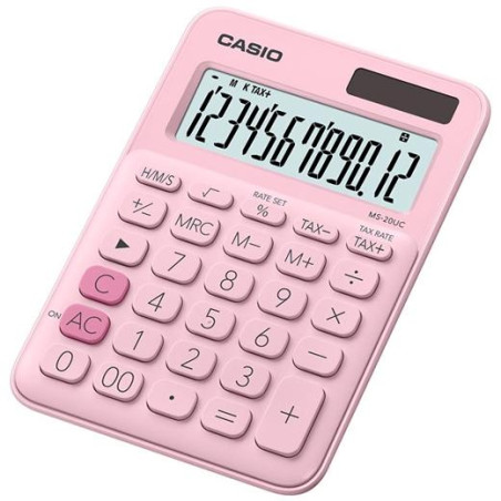 (MS-20UC-PK) CASIO CALCULADORA DE OFICINA SOBREMESA ROSA 12 DÍGITOS MS-20UC