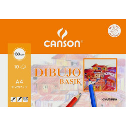 (C400110486) CANSON MINIPACK DIBUJO BASIK 10 HOJAS LISO 130 GR. 21X29,7CM -SOBRE UNITARIO-