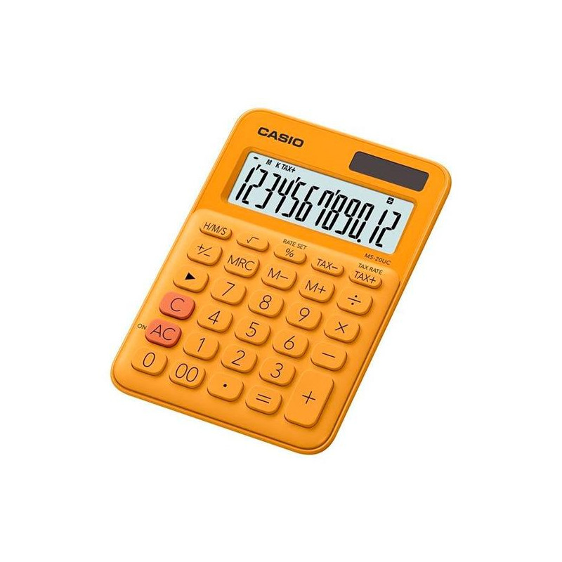 (MS-20UC-RG) CASIO CALCULADORA DE OFICINA SOBREMESA NARANJA 12 DÍGITOS MS-20UC