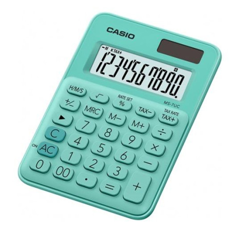 (MS-7UC-GN) CASIO CALCULADORA DE OFICINA SOBREMESA VERDE 10 DÍGITOS