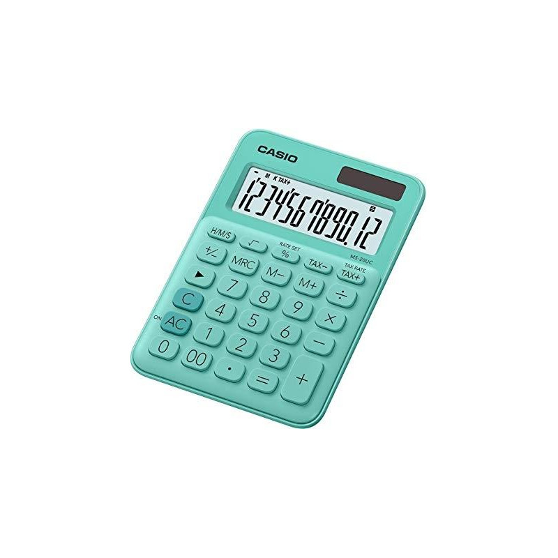 (MS-20UC-GN) CASIO CALCULADORA DE OFICINA SOBREMESA VERDE 12 DÍGITOS MS-20UC