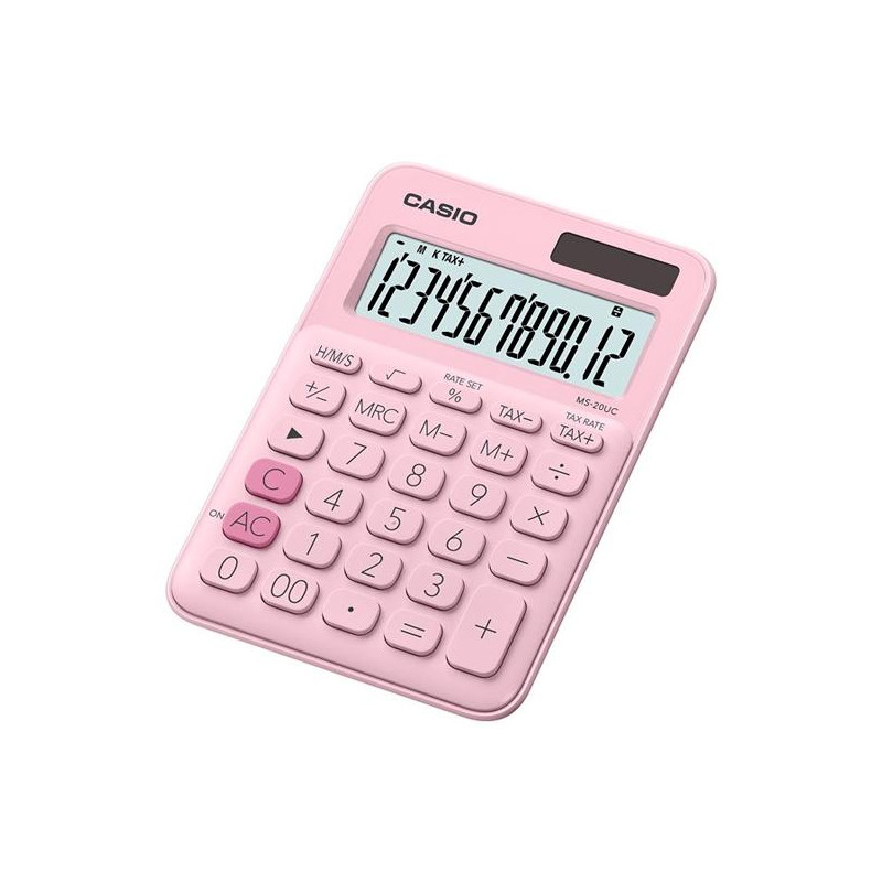 (MS-20UC-PK) CASIO CALCULADORA DE OFICINA SOBREMESA ROSA 12 DÍGITOS MS-20UC