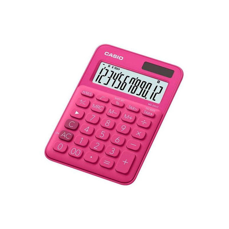 (MS-20UC-RD) CASIO CALCULADORA DE OFICINA SOBREMESA FUCSIA 12 DÍGITOS MS-20UC