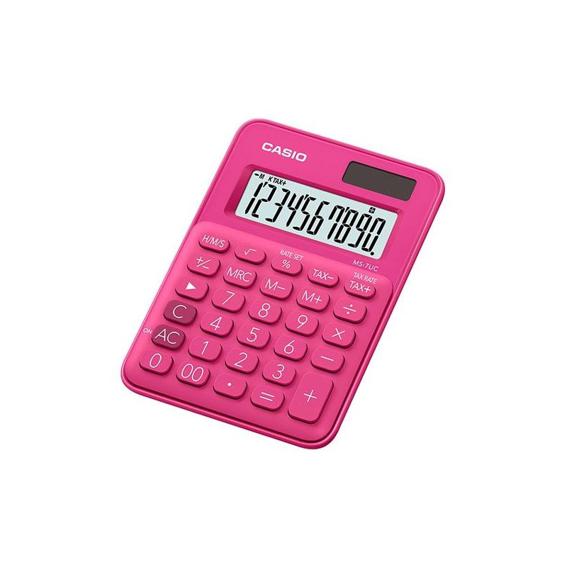 (MS-7UC-RD) CASIO CALCULADORA DE OFICINA SOBREMESA ROJO 10 DÍGITOS