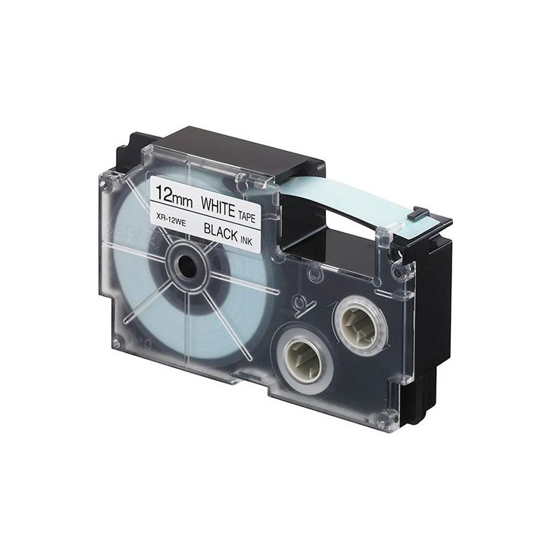 (XR-12WE1) CASIO CINTA PARA ETIQUETADORA 8M X 12MM NEGRO/BLANCO