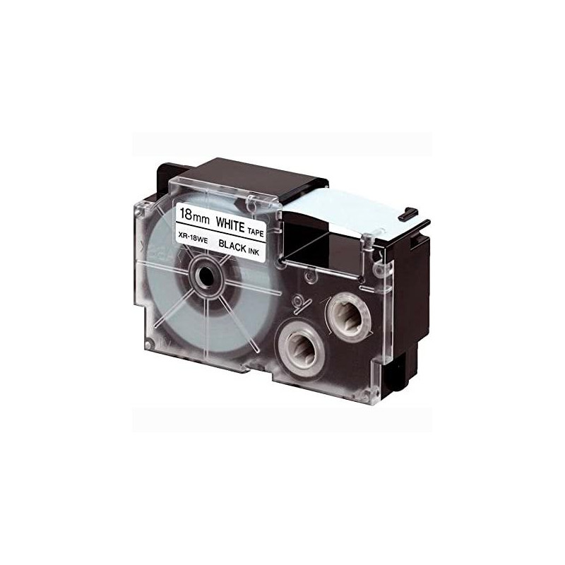 (XR-18WE) CASIO CINTA PARA ETIQUETADORA 8M X 18MM NEGRO/BLANCO