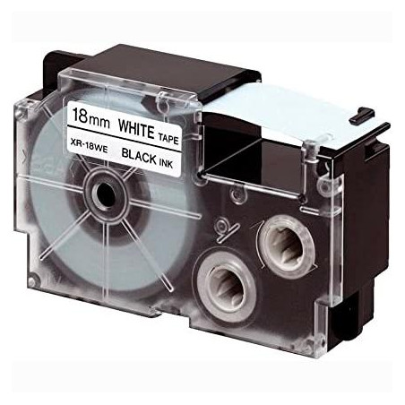 (XR-18WE) CASIO CINTA PARA ETIQUETADORA 8M X 18MM NEGRO/BLANCO