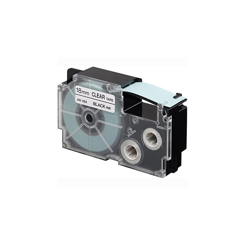 (XR-18X) CASIO CINTA PARA ETIQUETADORA 8M X 18MM NEGRO/TRANSPARENTE