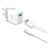 (TCUSBLIGHT) CELLY CARGADOR PARED USB + CABLE USB - LIGHTNING 12W BLANCO
