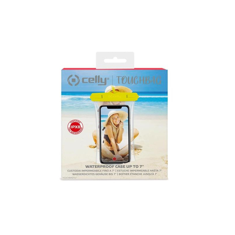(TOUCHBAGYLF) CELLY BOLSA ACUATICA PARA MÓVIL HASTA 7" TRANSPARENTE AMARILLO
