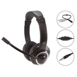 (POLONA02BA) CONCEPTRONIC AURICULARES JACK 3.5 MM MICROFONO FLEXIBLE CONTROL VOLUMEN INCLUYE ADAPTADOR 1 A 2 JACKS 3.5 MM NEGRO