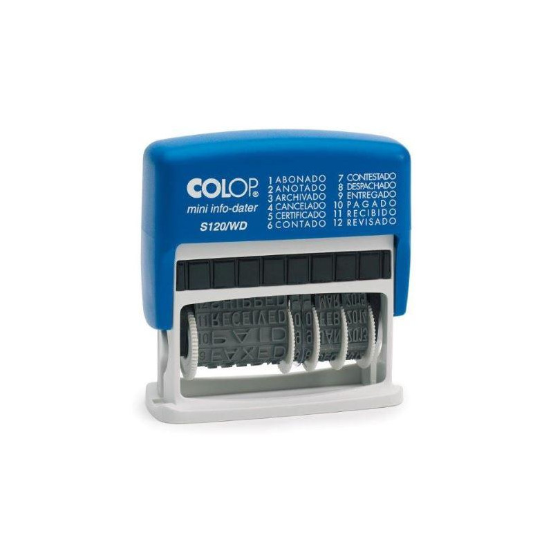 (104961) COLOP SELLO PRINTER S120/WD 4MM FORMULA/FECHA ESPAÑOL AZUL/BICOLOR