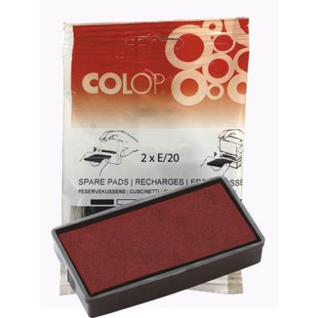 (107163) COLOP ALMOHADILLA E/20 ROJO BLISTER -2U-