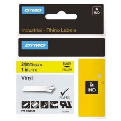(1805431) DYMO RHINO CINTA DE ETIQUETAS INDUSTRIAL ADHESIVA ID1-24, NEGRO SOBRE AMARILLO DE 24MMX5´5M, VINILO