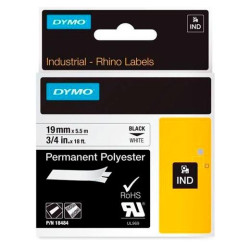 (18484) DYMO RHINO CINTA DE ETIQUETAS INDUSTRIAL ADHESIVA ID1-19, NEGRO SOBRE BLANCO DE 19MMX5´5 M, POLYESTER ((S0718220)