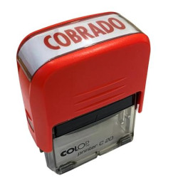 (151881R) COLOP SELLO PRINTER C20 FORMULA " COBRADO " ALMOHADILLA E/20 14X38MM ROJO