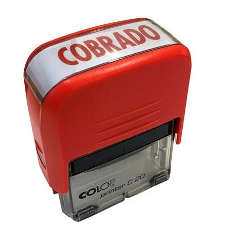 (151881R) COLOP SELLO PRINTER C20 FORMULA " COBRADO " ALMOHADILLA E/20 14X38MM ROJO