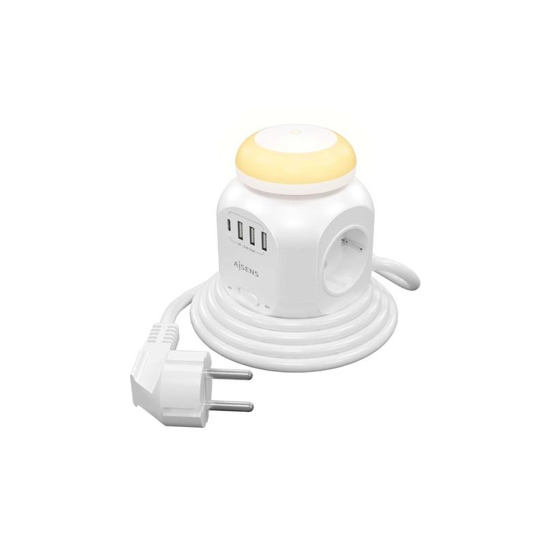(ASPS-3A1CL01-W) AISENS REGLETA DE ENCHUFES SOBREMESA MULTIFUNCION CON 4 TOMAS + 1XUSB-C