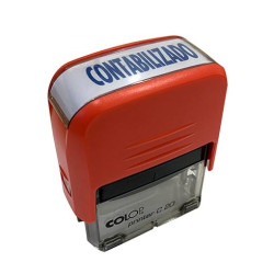 (151712) COLOP SELLO PRINTER C20 FORMULA " CONTABILIZADO " ALMOHADILLA E/20 14X38MM AZUL