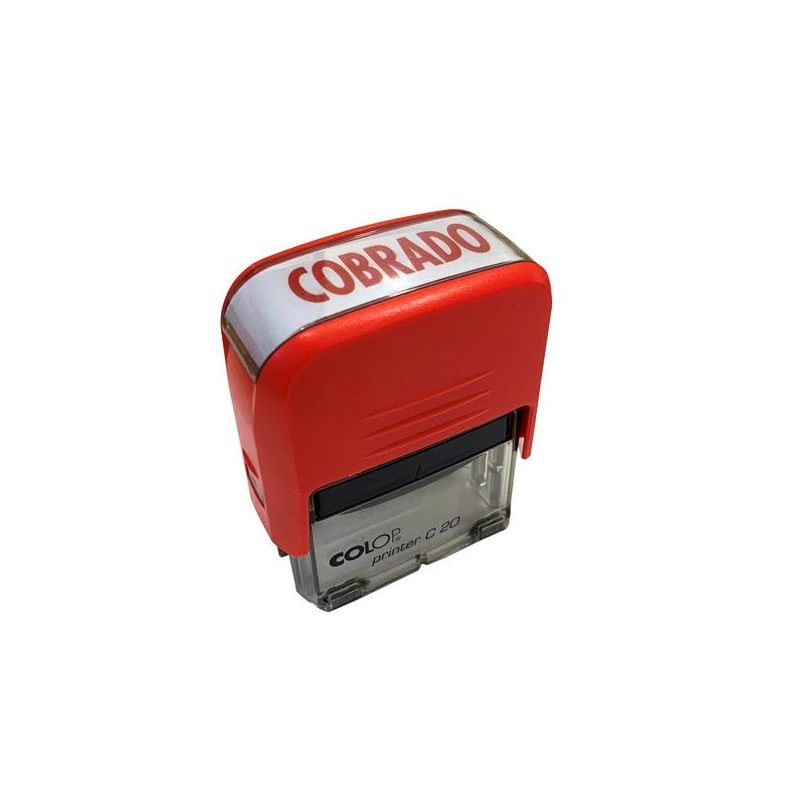 (151881R) COLOP SELLO PRINTER C20 FORMULA " COBRADO " ALMOHADILLA E/20 14X38MM ROJO