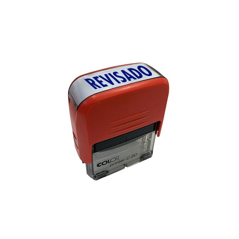 (500703A) COLOP SELLO PRINTER C20 FORMULA " REVISADO " ALMOHADILLA E/20 14X38MM AZUL
