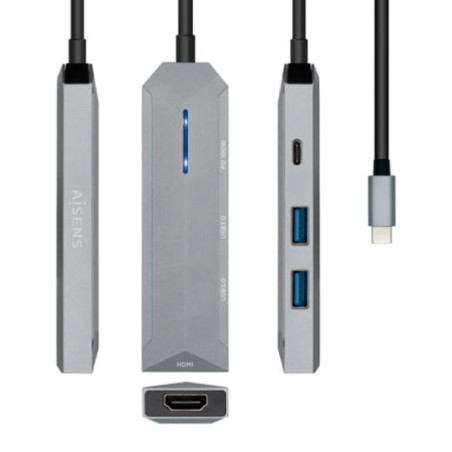 (ASUC-4P002-GR) AISENS DOCK STATION 4 EN 1 USB-C A 1XHDMI
