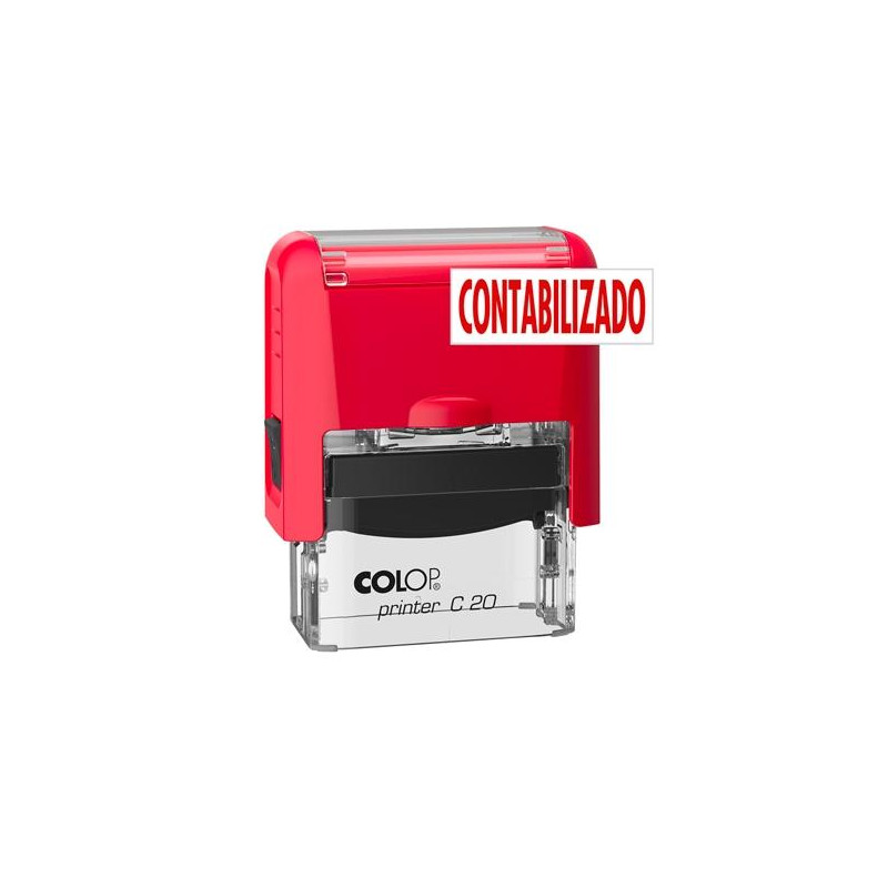 (501091) COLOP SELLO PRINTER C20 FORMULA " CONTABILIZADO " ALMOHADILLA E/20 14X38MM ROJO