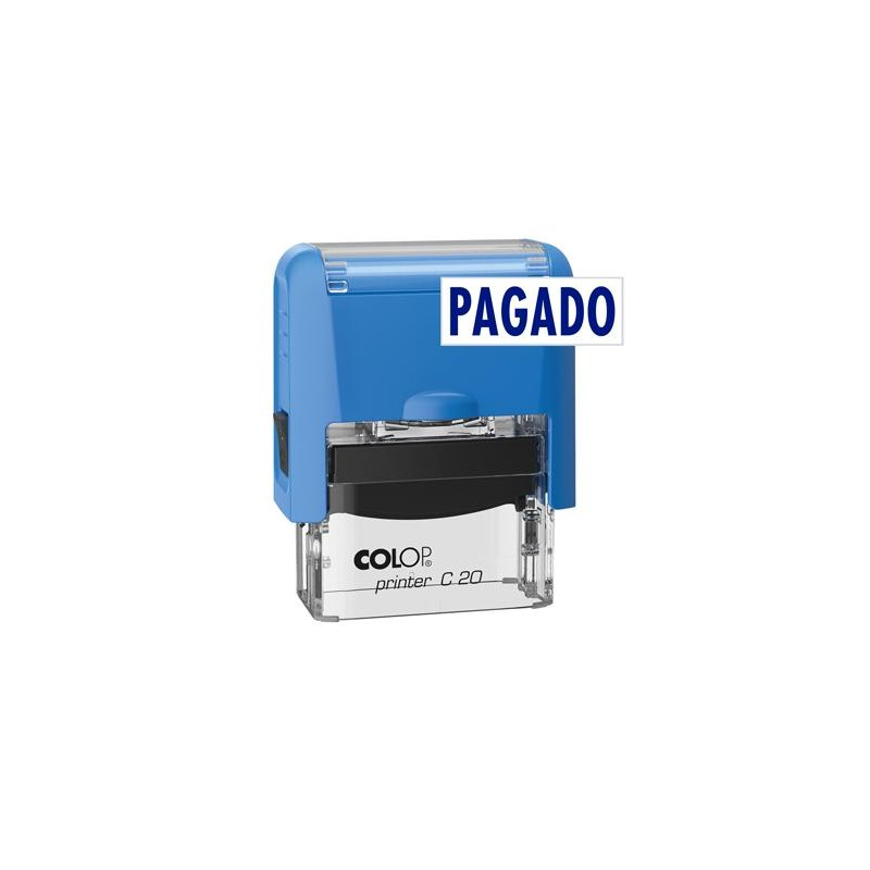 (501090) COLOP SELLO PRINTER C20 FORMULA " PAGADO " ALMOHADILLA E/20 14X38MM AZUL
