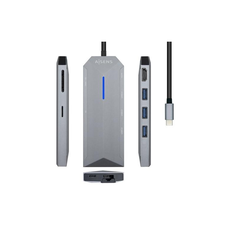 (ASUC-8P004-GR) AISENS DOCK STATION 8 EN 1 USB-C A 1XHDMI
